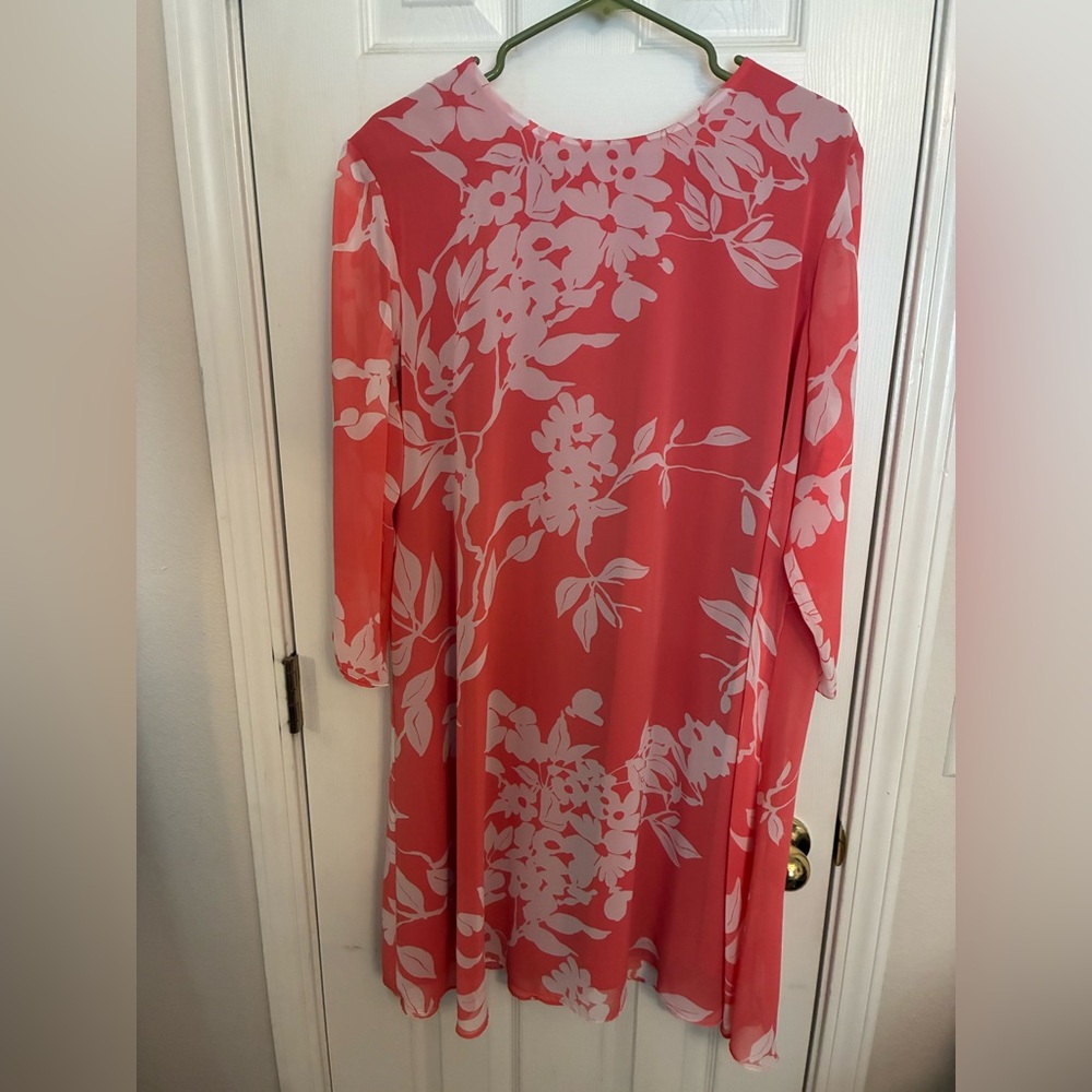 Floral Coral and White Dress